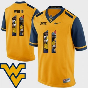 West Virginia Mountaineers Kevin White Jersey Football Gold Pictorial Fashion #11 For Men