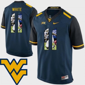 West Virginia Mountaineers Kevin White Jersey Navy Men's Football #11 Pictorial Fashion