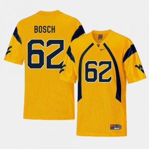 West Virginia Mountaineers Kyle Bosch Jersey Gold Replica #62 For Men College Football