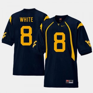 West Virginia Mountaineers Kyzir White Jersey For Men Navy #8 College Football Replica