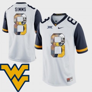 West Virginia Mountaineers Marcus Simms Jersey For Men White #8 Football Pictorial Fashion