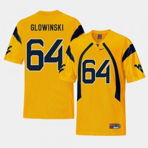 West Virginia Mountaineers Mark Glowinski Jersey #64 For Men's College Football Replica Gold