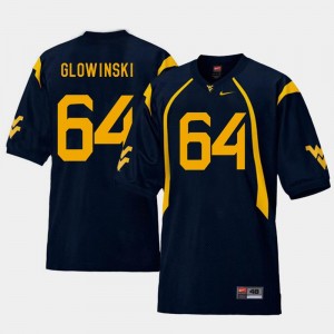 West Virginia Mountaineers Mark Glowinski Jersey Navy Mens College Football #64 Replica