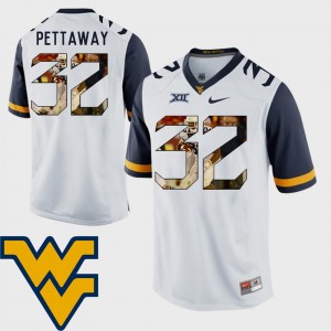 West Virginia Mountaineers Martell Pettaway Jersey White Pictorial Fashion For Men's Football #32
