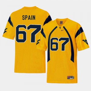 West Virginia Mountaineers Quinton Spain Jersey #67 College Football Replica For Men's Gold
