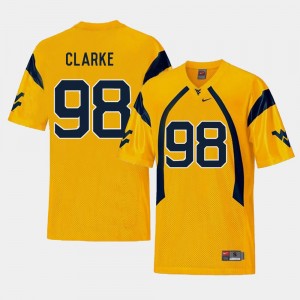 West Virginia Mountaineers Will Clarke Jersey Gold #98 Replica College Football For Men's