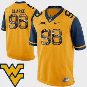 West Virginia Mountaineers Will Clarke Jersey For Men #98 Gold Pictorial Fashion Football