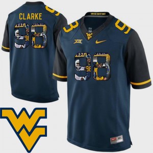 West Virginia Mountaineers Will Clarke Jersey Men's Navy #98 Pictorial Fashion Football