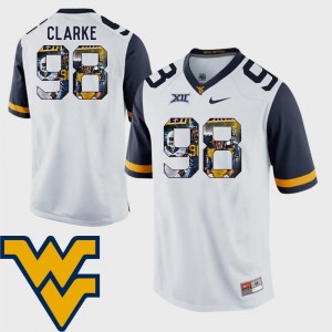 West Virginia Mountaineers Will Clarke Jersey Football Pictorial Fashion White Men #98