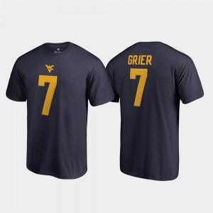 West Virginia Mountaineers Will Grier T-Shirt Navy Men's College Legends #7 Name & Number
