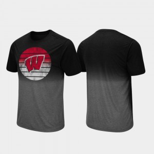 Wisconsin Badgers T-Shirt Fancy Walking Black Men's Dip Dye