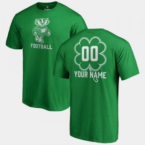 Wisconsin Badgers Custom T-Shirt #00 Fanatics Big & Tall Dubliner St. Patrick's Day For Men's Kelly Green