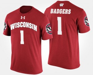 Wisconsin Badgers T-Shirt No.1 Short Sleeve For Men Red #1