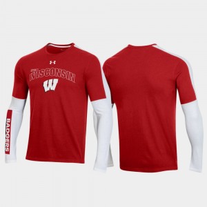 Wisconsin Badgers T-Shirt Mens 2020 March Madness OT 2.0 Shooting Long Sleeve Red