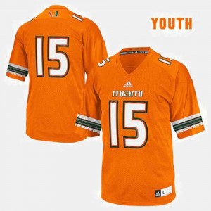 Miami Hurricanes Jersey #15 Orange Youth(Kids) College Football