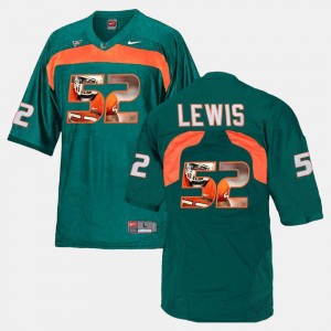 Miami Hurricanes Ray Lewis Jersey Green Player Pictorial For Men's #52