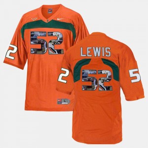 Miami Hurricanes Ray Lewis Jersey Orange Mens #52 Player Pictorial