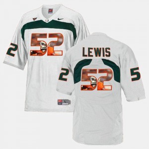 Miami Hurricanes Ray Lewis Jersey #52 White Men's Player Pictorial