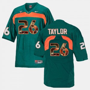 Miami Hurricanes Sean Taylor Jersey For Men's Player Pictorial Green #26