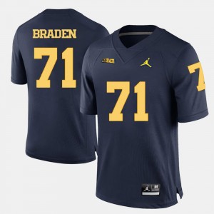 Michigan Wolverines Ben Braden Jersey Navy Blue #71 Men's College Football