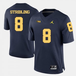 Michigan Wolverines Channing Stribling Jersey College Football Men's #8 Navy Blue