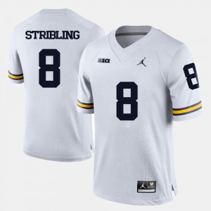 Michigan Wolverines Channing Stribling Jersey White #8 For Men's College Football
