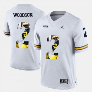 Michigan Wolverines Charles Woodson Jersey White #2 Player Pictorial For Men