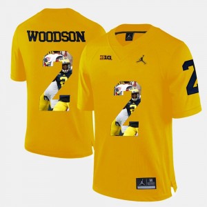 Michigan Wolverines Charles Woodson Jersey Yellow #2 Player Pictorial For Men's