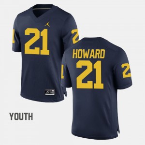Michigan Wolverines desmond Howard Jersey College Football Youth #21 Navy