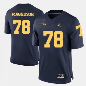 Michigan Wolverines Erik Magnuson Jersey Navy Blue College Football #78 Men