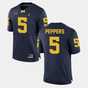 Michigan Wolverines Jabrill Peppers Jersey Navy Men's #5 Alumni Football Game