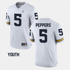 Michigan Wolverines Jabrill Peppers Jersey #5 Youth White Alumni Football Game