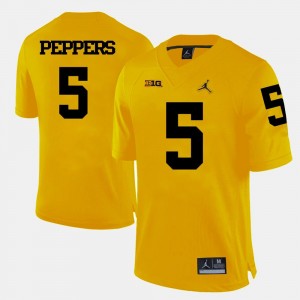 Michigan Wolverines Jabrill Peppers Jersey Men's College Football #5 Yellow