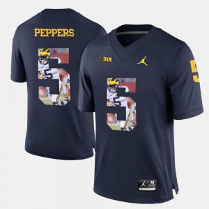 Michigan Wolverines Jabrill Peppers Jersey Navy Blue Player Pictorial #5 For Men's
