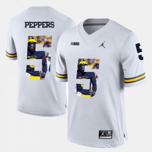 Michigan Wolverines Jabrill Peppers Jersey White Player Pictorial For Men #5