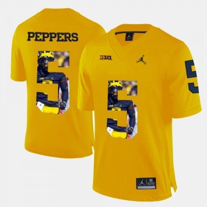 Michigan Wolverines Jabrill Peppers Jersey Yellow #5 Player Pictorial Men's