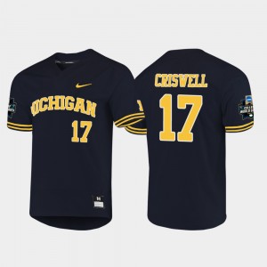 Michigan Wolverines Jeff Criswell Jersey #17 2019 NCAA Baseball College World Series Men's Navy