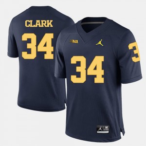 Michigan Wolverines Jeremy Clark Jersey College Football #34 Navy Blue For Men