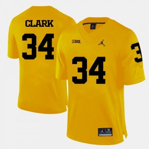 Michigan Wolverines Jeremy Clark Jersey Yellow #34 College Football For Men