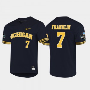 Michigan Wolverines Jesse Franklin Jersey 2019 NCAA Baseball College World Series For Men Navy #7