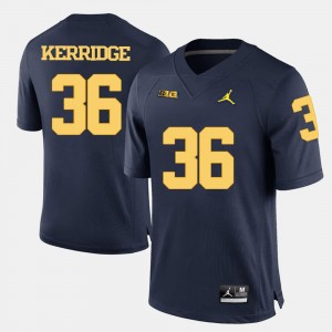 Michigan Wolverines Joe Kerridge Jersey College Football Navy Blue #36 For Men