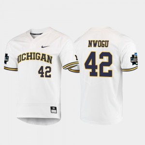 Michigan Wolverines Jordan Nwogu Jersey White Men 2019 NCAA Baseball College World Series #42