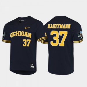 Michigan Wolverines Karl Kauffmann Jersey #37 Men's 2019 NCAA Baseball College World Series Navy