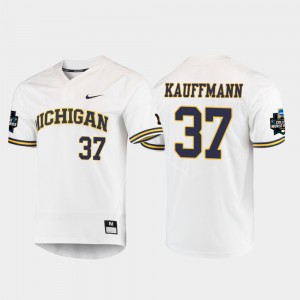 Michigan Wolverines Karl Kauffmann Jersey White For Men's 2019 NCAA Baseball College World Series #37