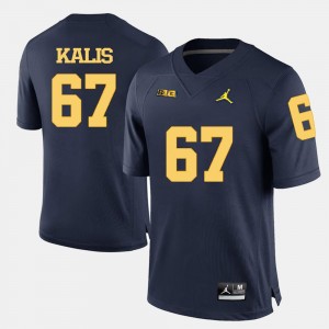 Michigan Wolverines Kyle Kalis Jersey Navy Blue #67 Mens College Football
