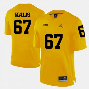Michigan Wolverines Kyle Kalis Jersey #67 College Football Yellow Men