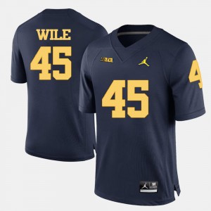 Michigan Wolverines Matt Wile Jersey College Football #45 Mens Navy Blue