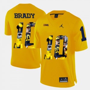 Michigan Wolverines Tom Brady Jersey For Men #10 Yellow Player Pictorial