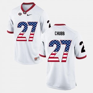 Georgia Bulldogs Nick Chubb Jersey US Flag Fashion White For Men's #27