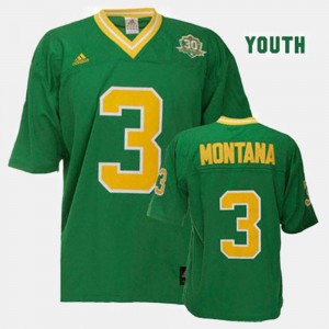 Notre Dame Fighting Irish Joe Montana Jersey Green Youth(Kids) #3 College Football